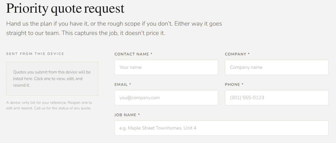 Submitting a priority quote in the builder portal